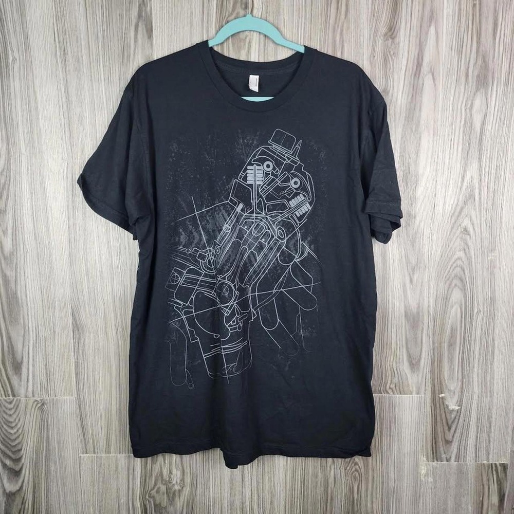 American Apparel Dodge Engine Schematic Graphic T-Shirt‎ Mens XL Black Short Sl
